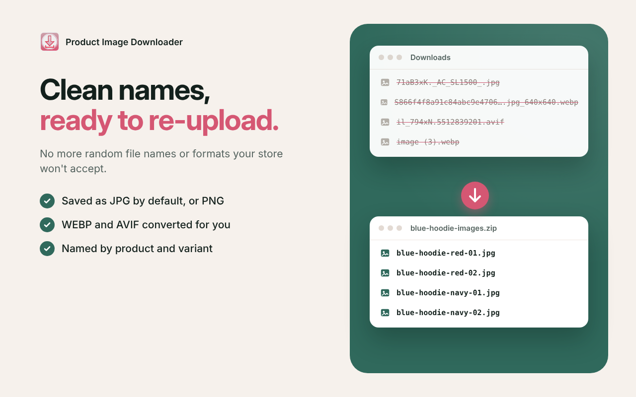 Clean file names in a downloaded product ZIP
